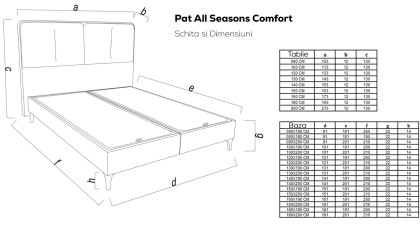 Pat tapitat cu lada si somiera rabatabila All Seasons Comfort 180x200, culoare Vizon, Picior Negru BELLONA Paturi tapitate cu...