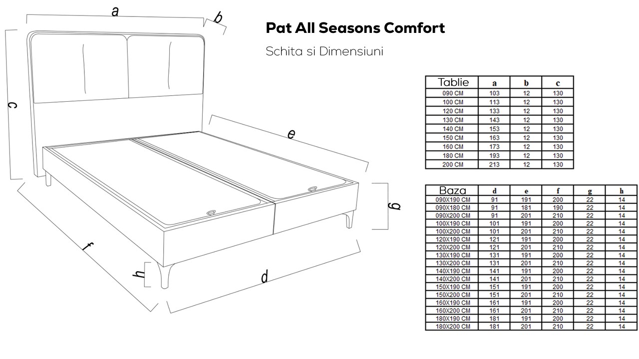 Pat tapitat cu lada si somiera rabatabila All Seasons Comfort 180x200, culoare Vizon, Picior Negru BELLONA Paturi tapitate cu...