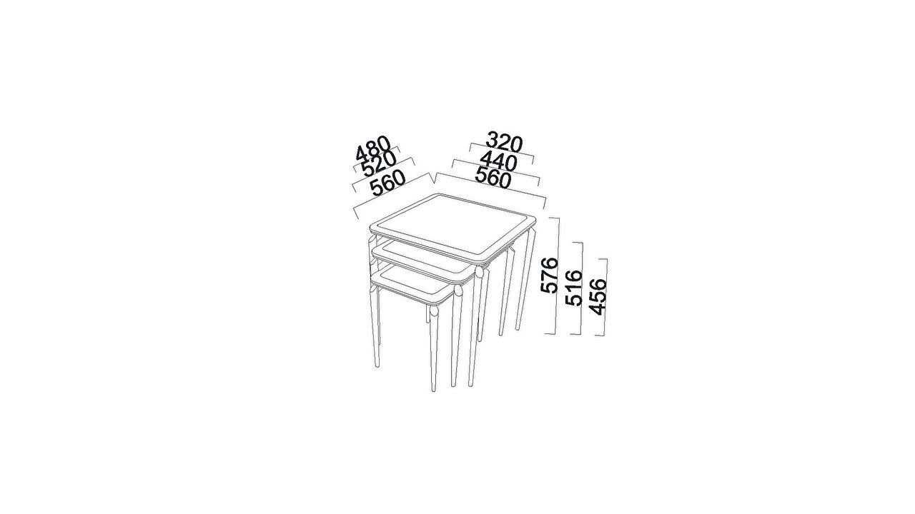 Masute Cafea Zigon Plaza, set 3 bucati, culoare Fildes BELLONA Masuta Zigon 22PZA3304FSFS