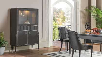 Set Dining Room Gravita cu Masa Extensibila si 6 scaune, Antracit  Seturi Dining Room SHOWROOMDINGRAVGRI