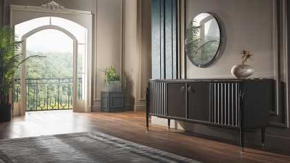 Set Dining Room Gravita cu Masa Extensibila si 6 scaune, Antracit  Seturi Dining Room SHOWROOMDINGRAVGRI