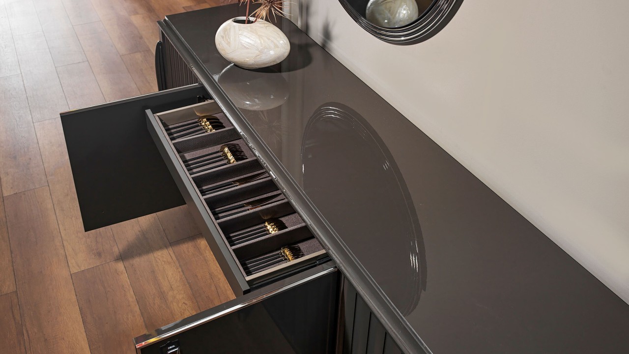 Set Dining Room Gravita cu Masa Extensibila si 6 scaune, Antracit  Seturi Dining Room SHOWROOMDINGRAVGRI