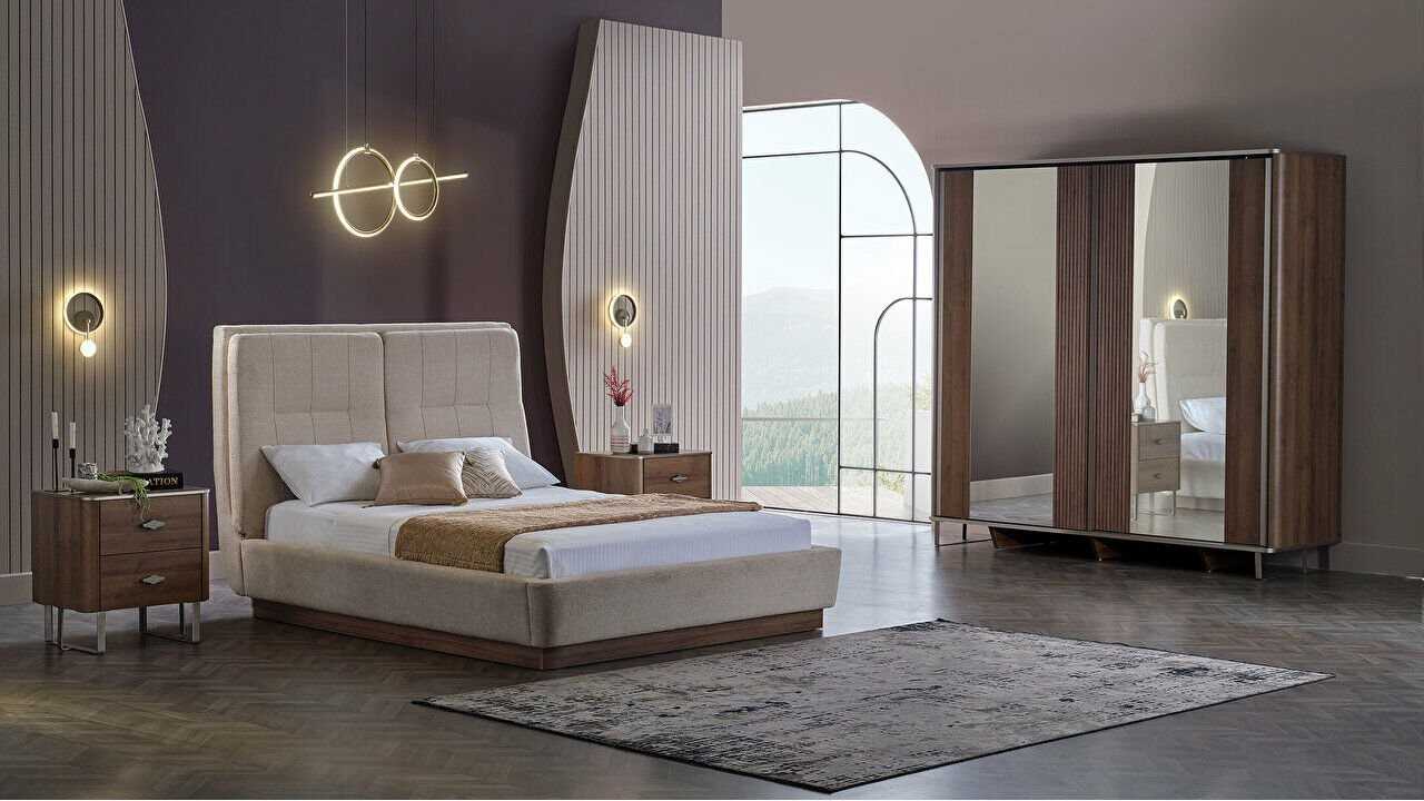 Set Dormitor Mirante cu Sifonier Usi Glisante si Pat 160x200cm  Set Dormitor SHOWROOMSETDORMITORMIRANTE