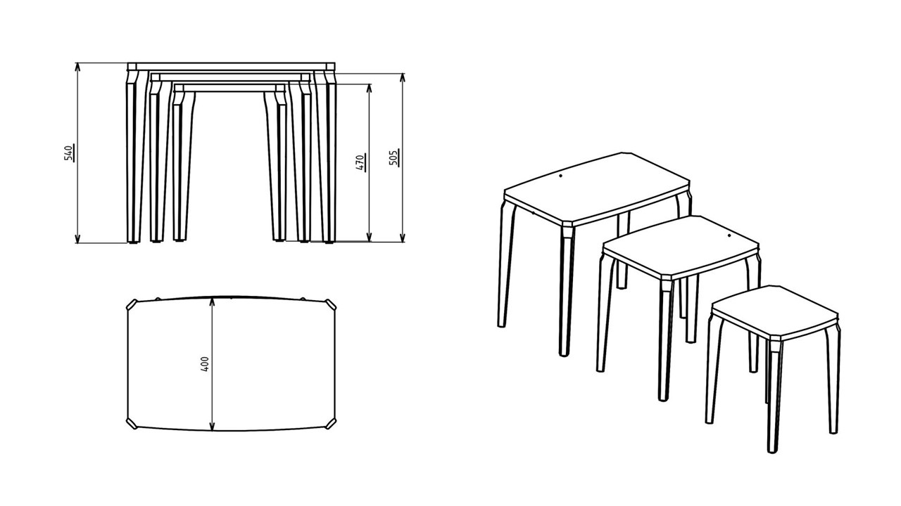 Masute Cafea Zigon Leny, 43X40X54cm, Picior alb, Blat Mdf, set 3 bucati BELLONA Masuta Zigon 22LEY3304FDFD
