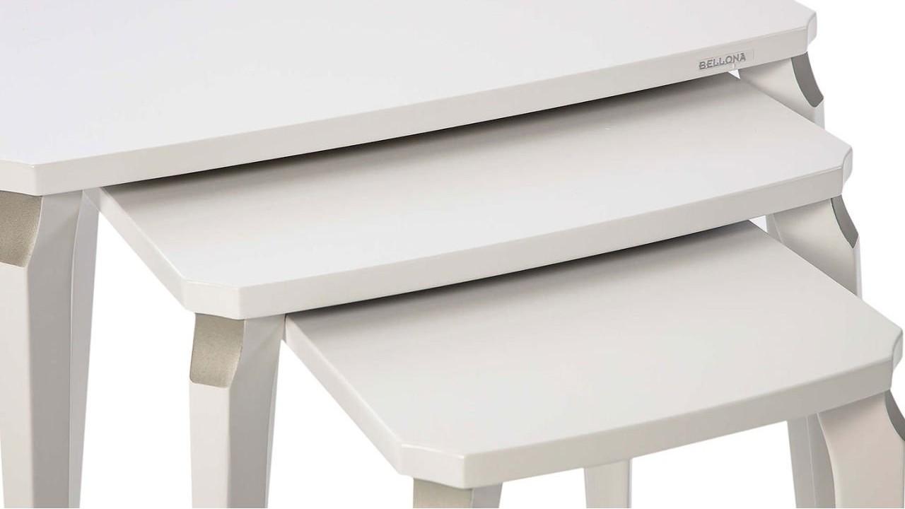 Masute Cafea Zigon Leny, 43X40X54cm, Picior alb, Blat Mdf, set 3 bucati BELLONA Masuta Zigon 22LEY3304FDFD