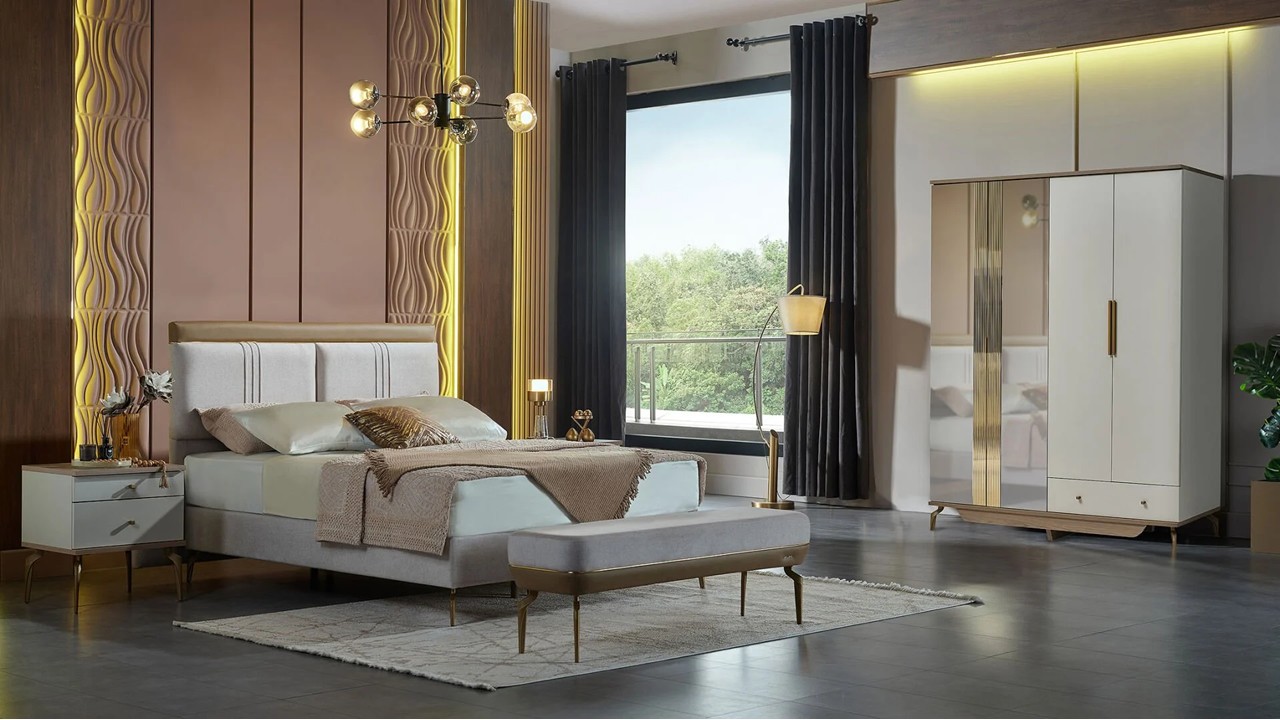 Set Dormitor Montella cu Tablie XL  Set Dormitor