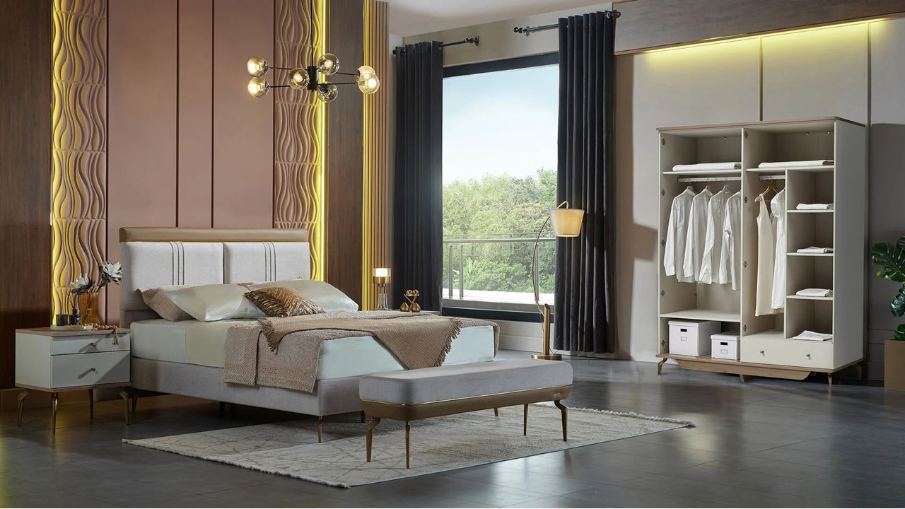 Set Dormitor Montella cu Tablie L  Set Dormitor