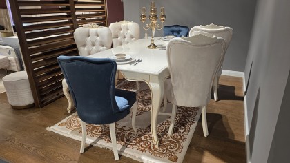 Set Masa Fixa cu 6 Scaune Mariana, fildes, finisaj auriu  O U T L E T SHO23MAA61600220001+23MAA61610220018+22MAA3150FSFS