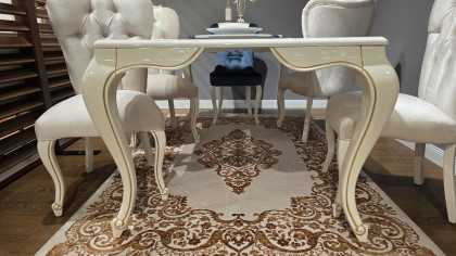 Set Masa Fixa cu 6 Scaune Mariana, fildes, finisaj auriu  O U T L E T SHO23MAA61600220001+23MAA61610220018+22MAA3150FSFS