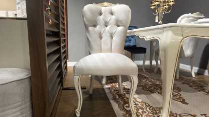 Set Masa Fixa cu 6 Scaune Mariana, fildes, finisaj auriu  O U T L E T SHO23MAA61600220001+23MAA61610220018+22MAA3150FSFS