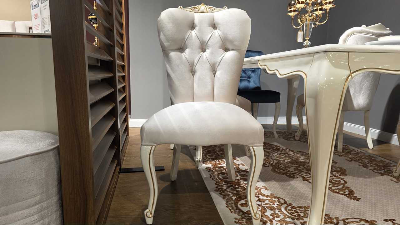 Set Masa Fixa cu 6 Scaune Mariana, fildes, finisaj auriu  O U T L E T SHO23MAA61600220001+23MAA61610220018+22MAA3150FSFS