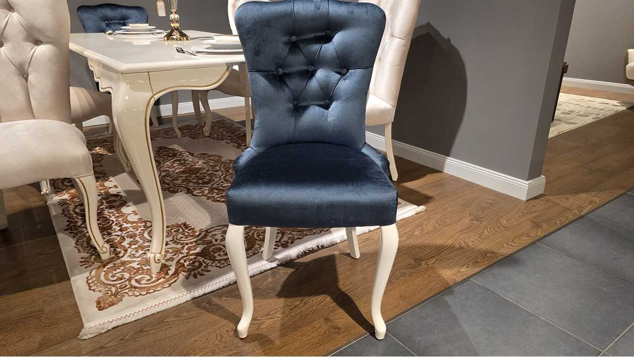 Set Masa Fixa cu 6 Scaune Mariana, fildes, finisaj auriu  O U T L E T SHO23MAA61600220001+23MAA61610220018+22MAA3150FSFS