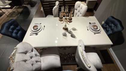 Set Masa Fixa cu 6 Scaune Mariana, fildes, finisaj auriu  O U T L E T SHO23MAA61600220001+23MAA61610220018+22MAA3150FSFS
