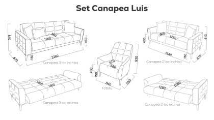 Canapea 3 locuri Extensibila Luis BELLONA Canapele