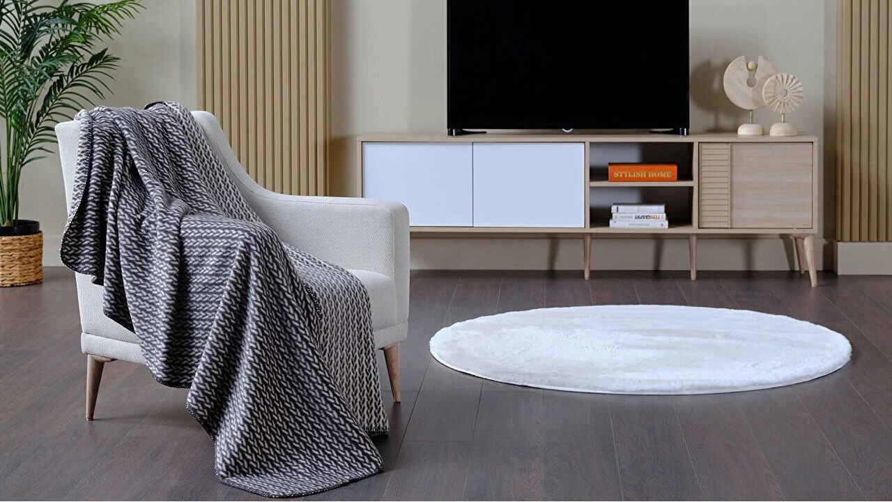 Pătură TV împletită, 130x170cm, culoare Antracit DOQU Cuverturi si Pături 2Q9BTTBRADA560001