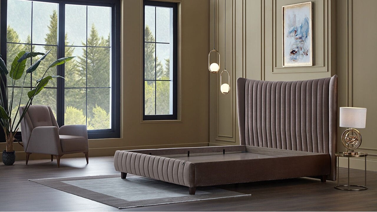 Pat tapitat fara lada de depozitare Venisa, 160x200cm, culoare Cafea BELLONA Paturi tapitate fara lada - In STOC 28VEII600200...