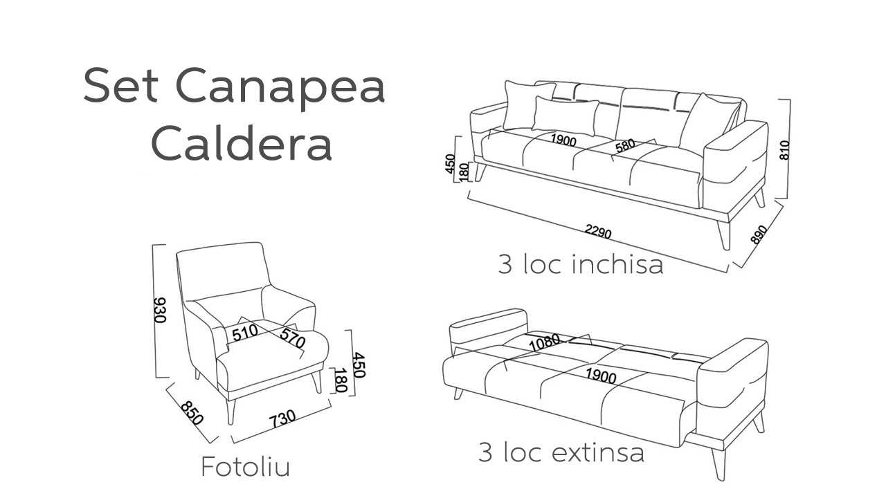 Canapea 3 locuri Extensibila Caldera BELLONA Canapele