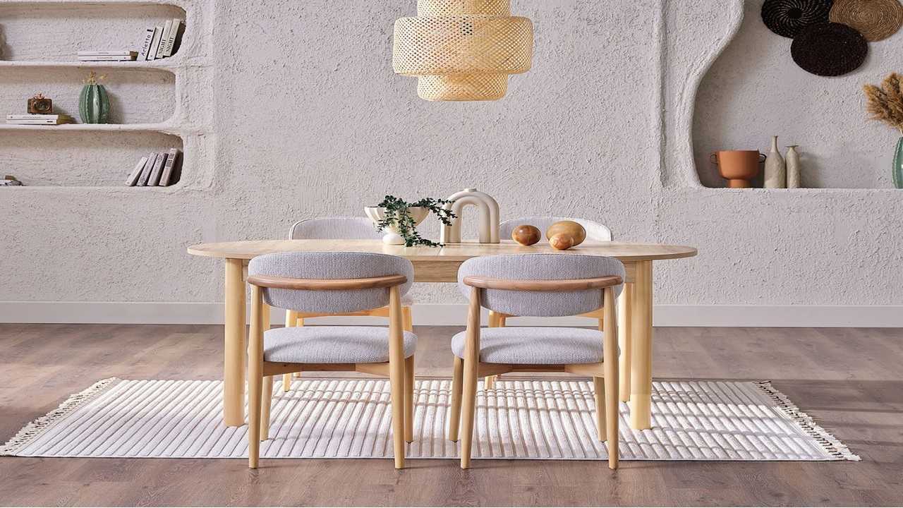 Masa Extensibila cu 6 Scaune Boheems  Seturi Masa cu Scaune