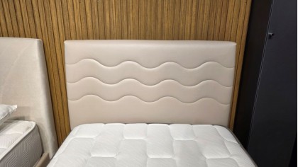 Set Pat tapitat cu lada si somiera rabatabila Twinjoy, 100x200cm, culoare Crem & Saltea ClimaRest BELLONA Paturi tapitate cu ...