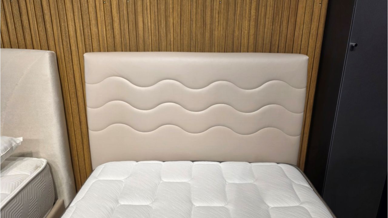 Set Pat tapitat cu lada si somiera rabatabila Twinjoy, 100x200cm, culoare Crem & Saltea ClimaRest BELLONA Paturi tapitate cu ...