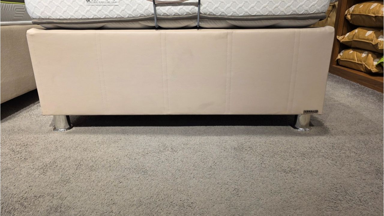 Set Pat tapitat cu lada si somiera rabatabila Twinjoy, 100x200cm, culoare Crem & Saltea ClimaRest BELLONA Paturi tapitate cu ...