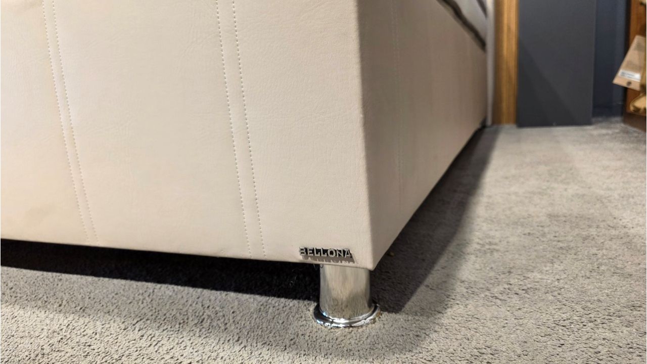 Set Pat tapitat cu lada si somiera rabatabila Twinjoy, 100x200cm, culoare Crem & Saltea ClimaRest BELLONA Paturi tapitate cu ...