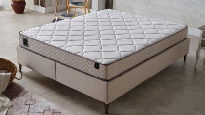 Set Pat tapitat cu lada si somiera rabatabila Carlino, 180x200cm & Saltea Hena Dream BELLONA Paturi tapitate cu lada - IN STOC