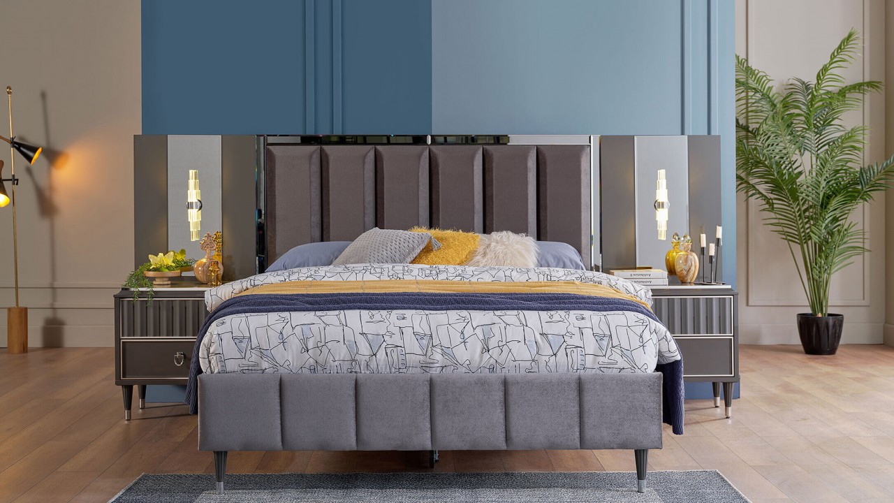 Set standard Dormitor Gravita, Antracit - Mega Sale BELLONA Set Dormitor