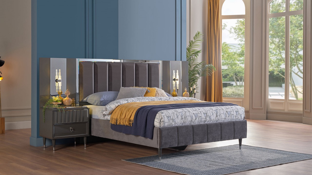 Set standard Dormitor Gravita, Antracit - Mega Sale BELLONA Set Dormitor