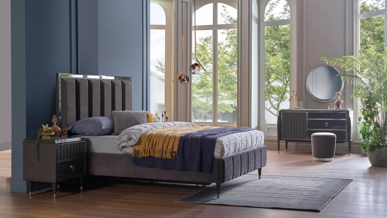 Set standard Dormitor Gravita, Antracit - Mega Sale BELLONA Set Dormitor