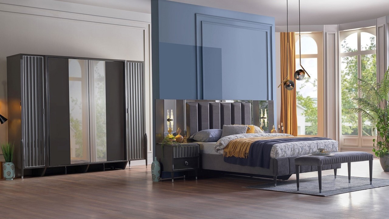 Set standard Dormitor Gravita, Antracit - Mega Sale BELLONA Set Dormitor