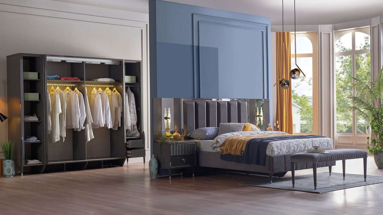 Set standard Dormitor Gravita, Antracit BELLONA Set Dormitor