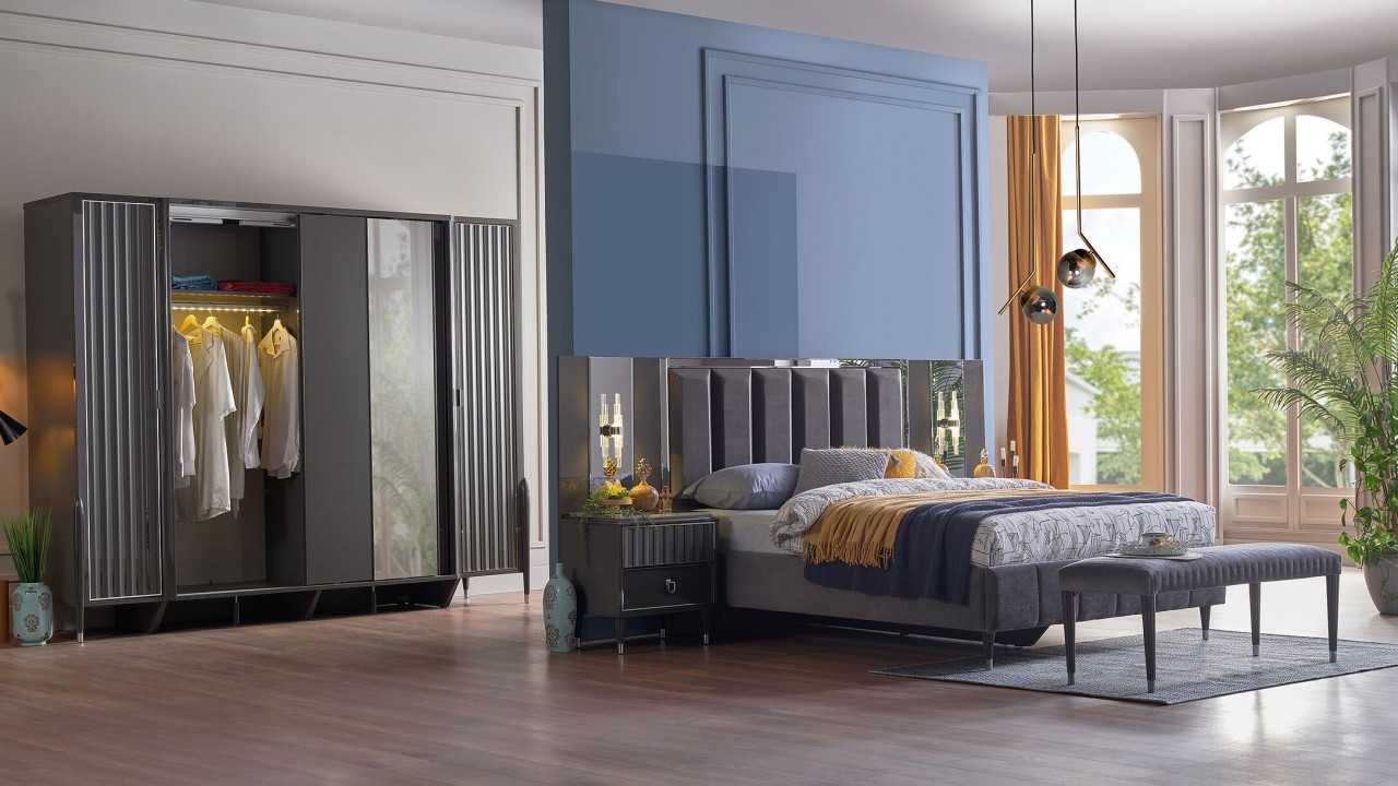 Set standard Dormitor Gravita, Antracit BELLONA Set Dormitor