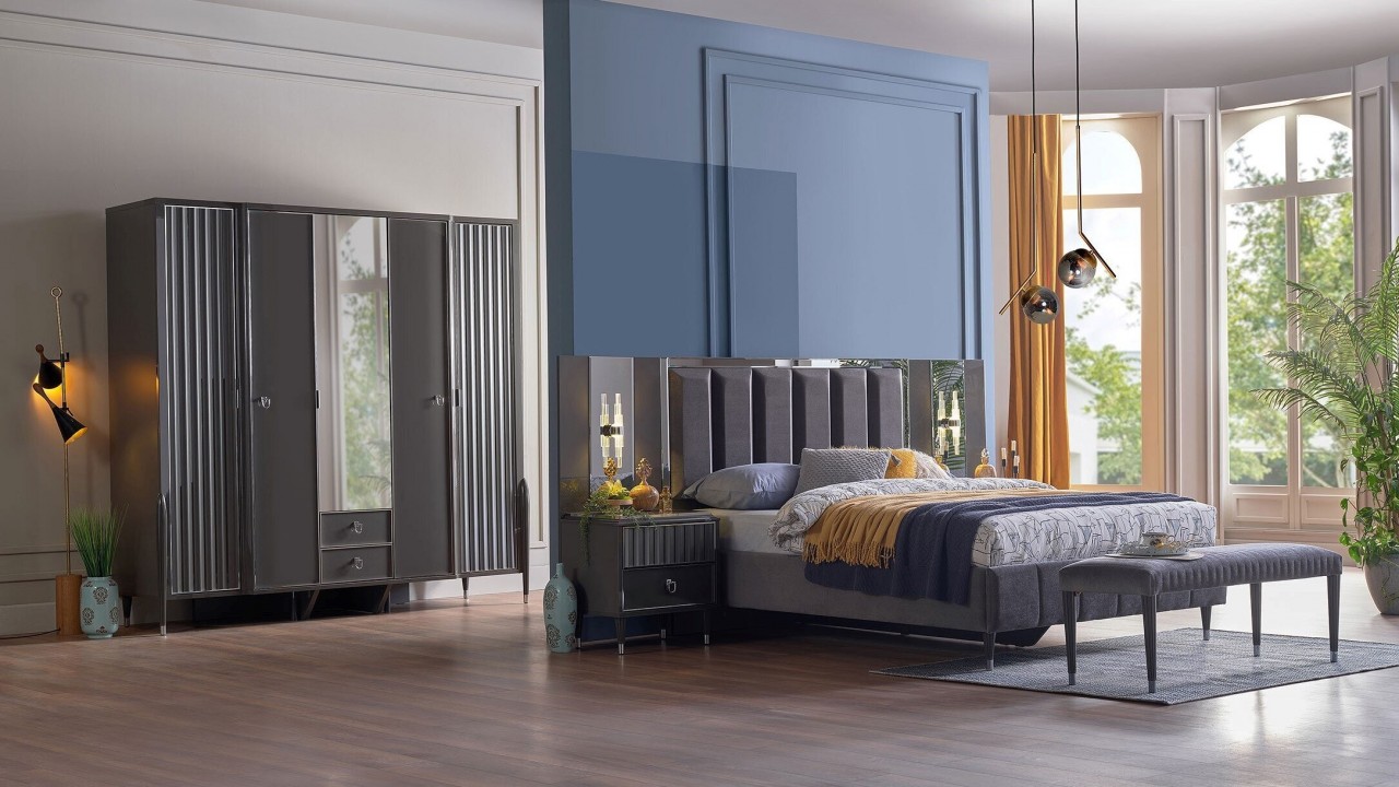 Set standard Dormitor Gravita, Antracit - Mega Sale BELLONA Set Dormitor