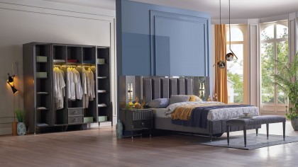 Set standard Dormitor Gravita, Antracit - Mega Sale BELLONA Set Dormitor