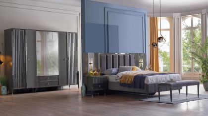 Set standard Dormitor Gravita, Antracit - Mega Sale BELLONA Set Dormitor