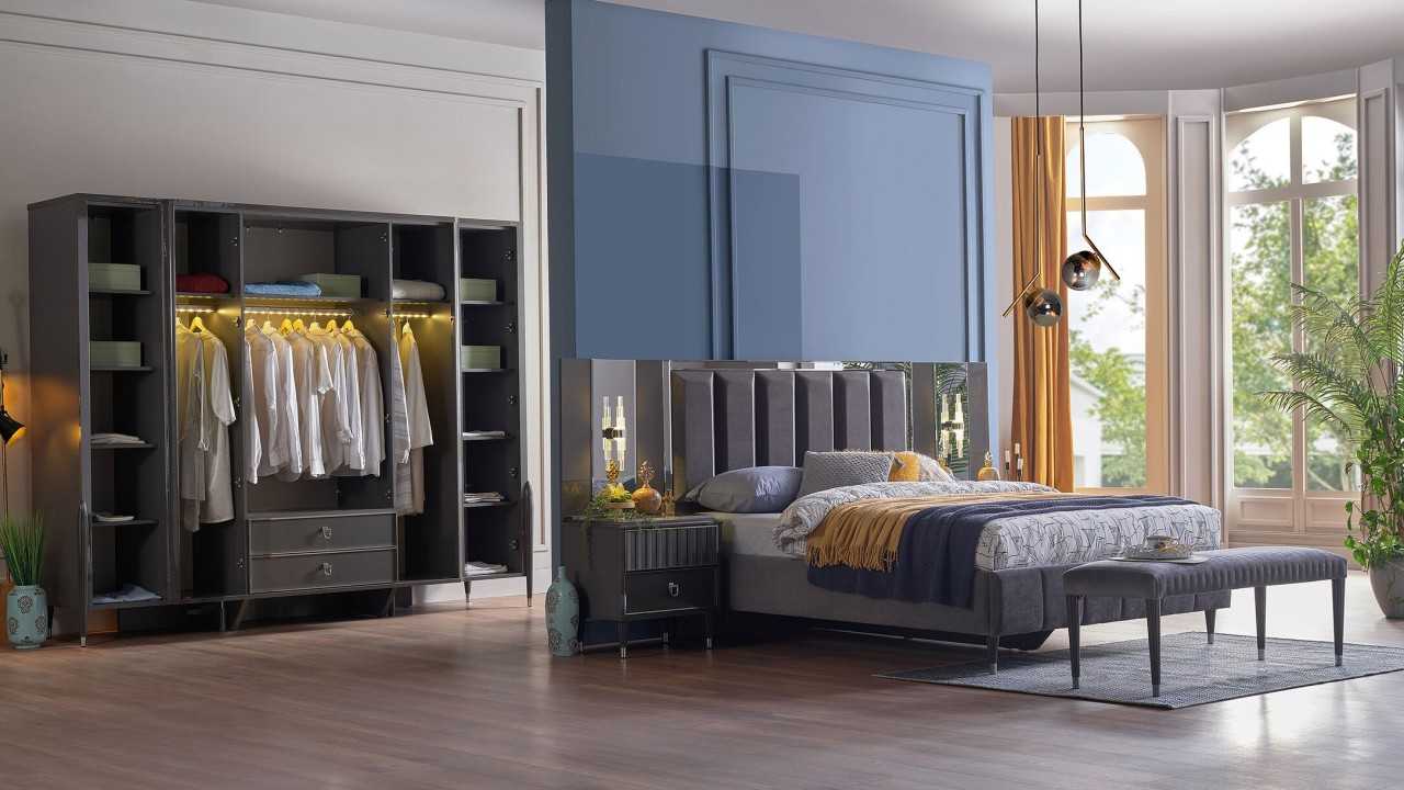 Set standard Dormitor Gravita, Antracit BELLONA Set Dormitor