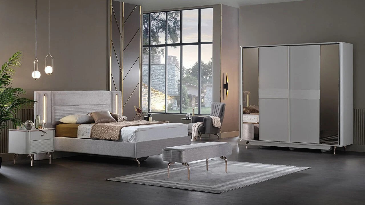 Set standard Dormitor Larissa cu tablie iluminata BELLONA Set Dormitor