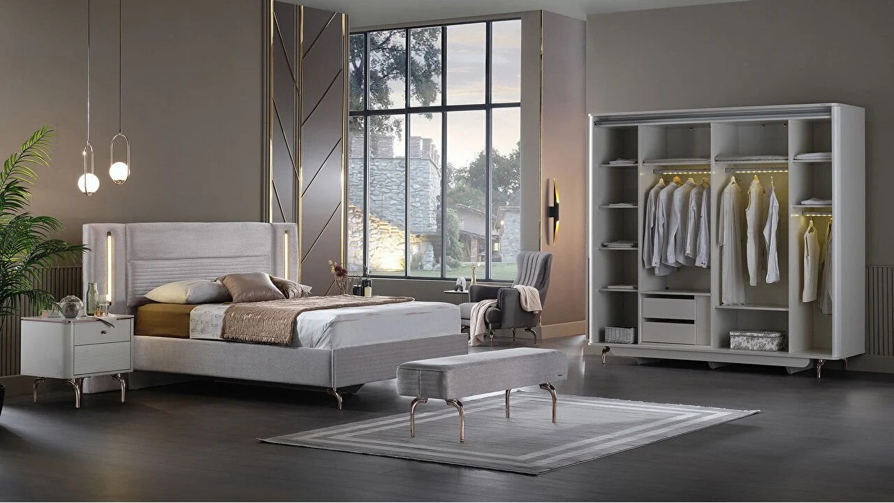 Set standard Dormitor Larissa cu tablie iluminata BELLONA Set Dormitor