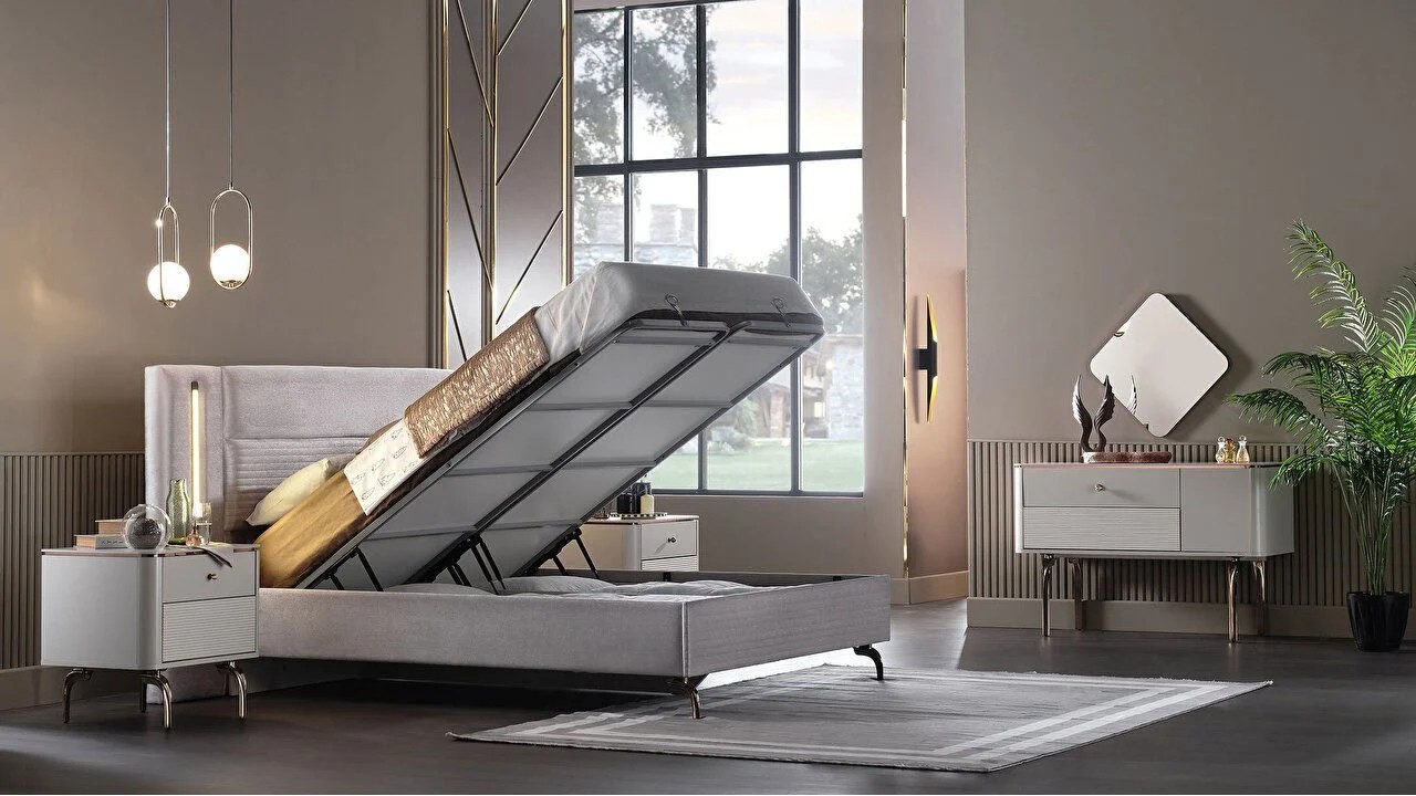 Set standard Dormitor Larissa cu tablie iluminata - Mega Sale BELLONA Set Dormitor