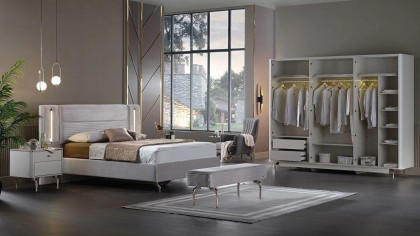 Set standard Dormitor Larissa cu tablie fara iluminare - Mega Sale BELLONA Set Dormitor