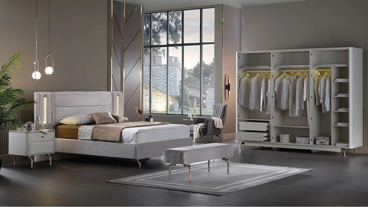 Set standard Dormitor Larissa cu tablie fara iluminare - Mega Sale BELLONA Set Dormitor