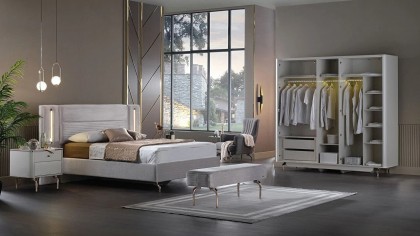 Set standard Dormitor Larissa cu tablie fara iluminare - Mega Sale BELLONA Set Dormitor