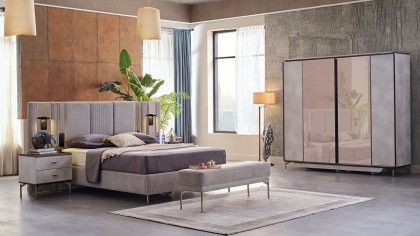 Set standard Dormitor Havana cu Tablie iluminata - Mega Sale BELLONA Set Dormitor