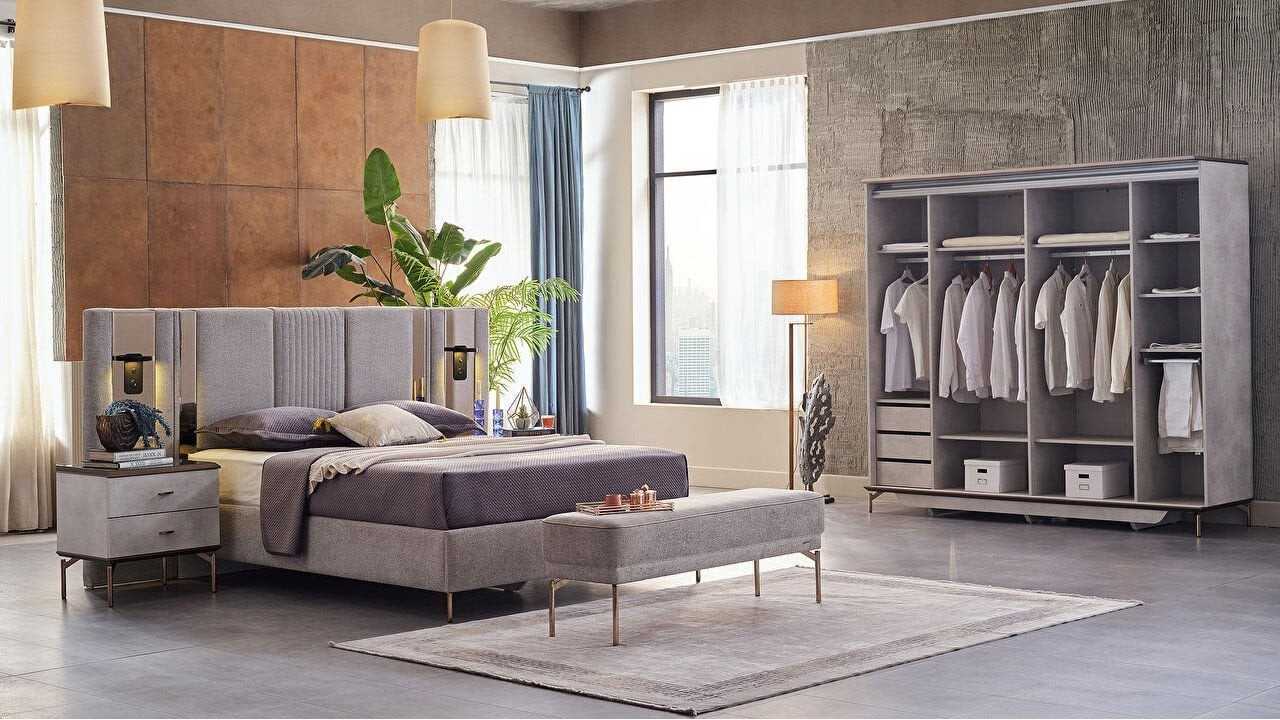 Set standard Dormitor Havana cu Tablie iluminata BELLONA Set Dormitor
