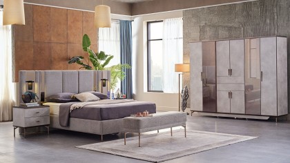 Set standard Dormitor Havana cu Tablie iluminata - Mega Sale BELLONA Set Dormitor