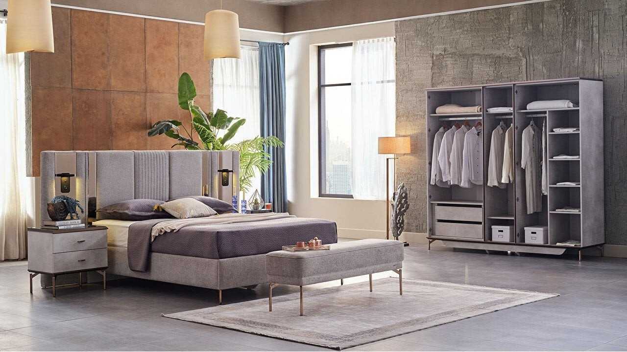 Set standard Dormitor Havana cu Tablie iluminata BELLONA Set Dormitor