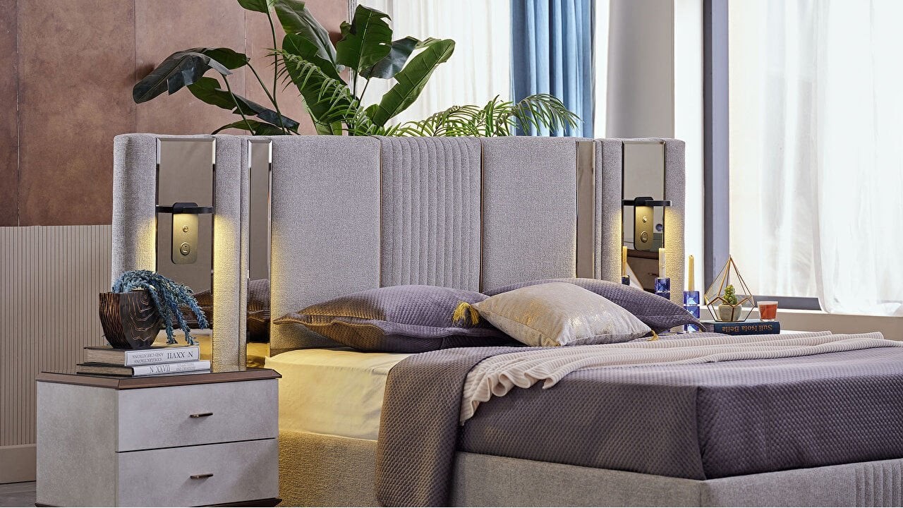 Set standard Dormitor Havana cu Tablie iluminata BELLONA Set Dormitor