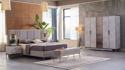 Set standard Dormitor Havana cu Tablie iluminata - Mega Sale BELLONA Set Dormitor