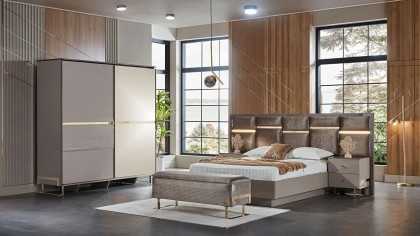 Set standard Dormitor Veronica cu tablie cu iluminare BELLONA Set Dormitor